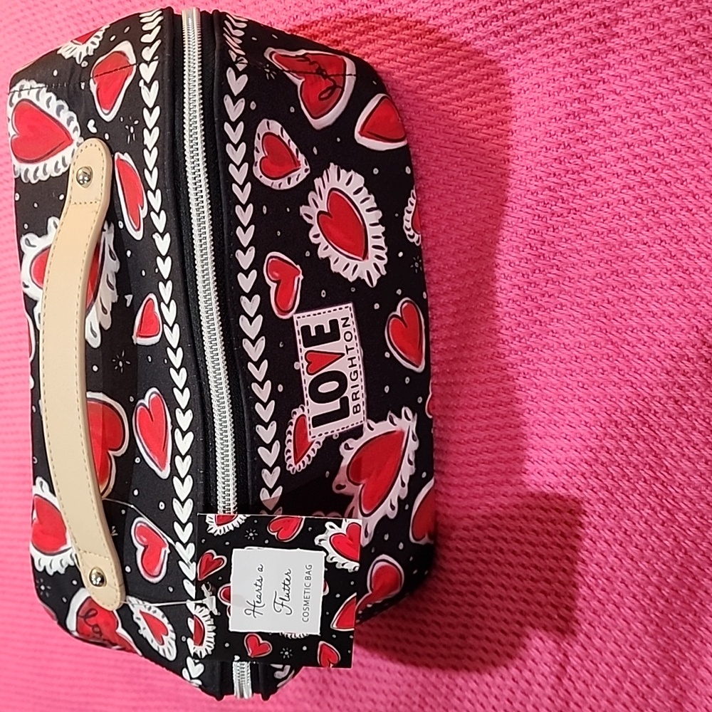 NWT Brighton "Hearts A Flutter" Cosmetic Bag, MSRP: $78